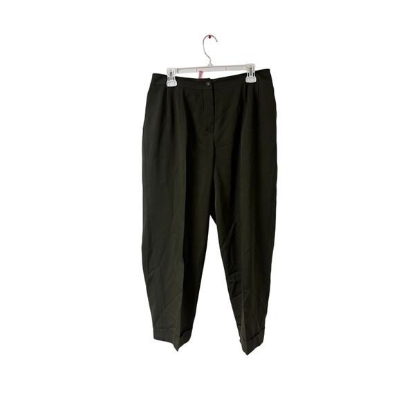 Vintage Talbots 14P Petite Dark Green Trouser Pants Hemmed Work Career Pockets - Picture 1 of 7